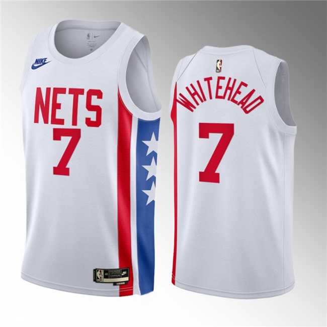 Men%27s Brooklyn Nets #7 Dariq Whitehead White 2023 Draft Classic Edition Stitched Basketball Jersey